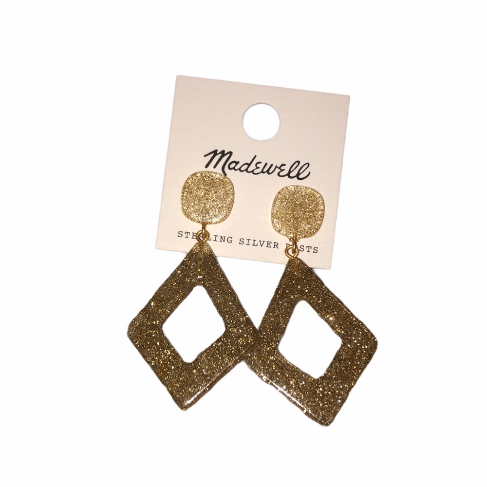 Madewell Glitter Diamond-Shaped Statement Earrings